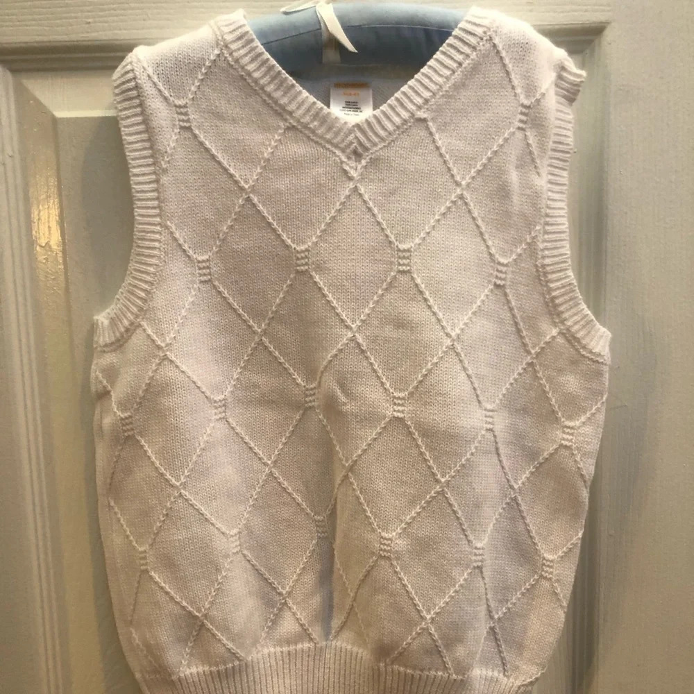 𝅺Gymboree argyle White diamond knit pattern Vest Boys size small 5-6‎ #b1023